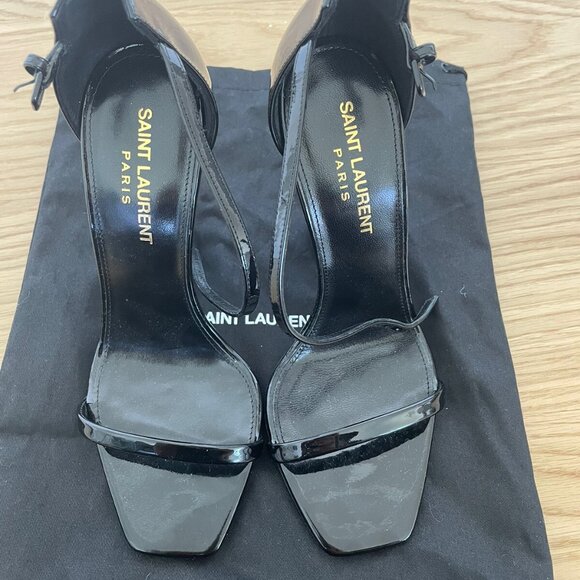 Saint Laurent Black Opyum Pumps Sandals Ankle Strap Shoes - Picture 6 of 12